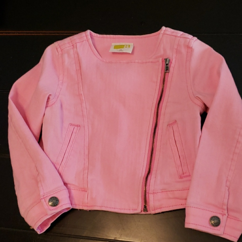 Pink denim biker style jacket - Picture 1 of 4